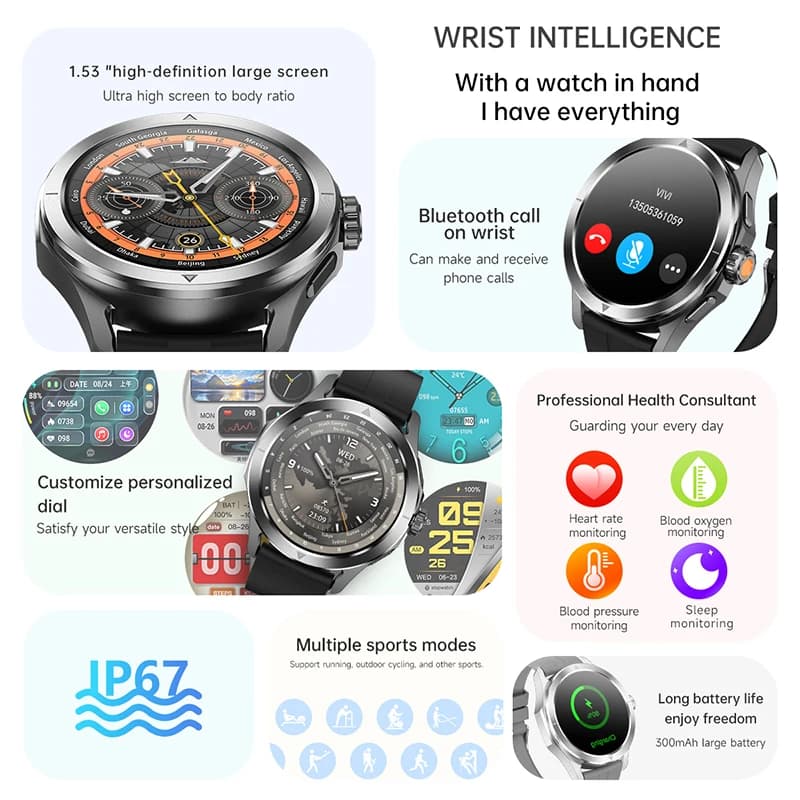 Smartwatch S4 Ultra Outdoor 2025 pour hommes avec écran AMOLED HD, NFC, GPS et boussole - Montre sport étanche