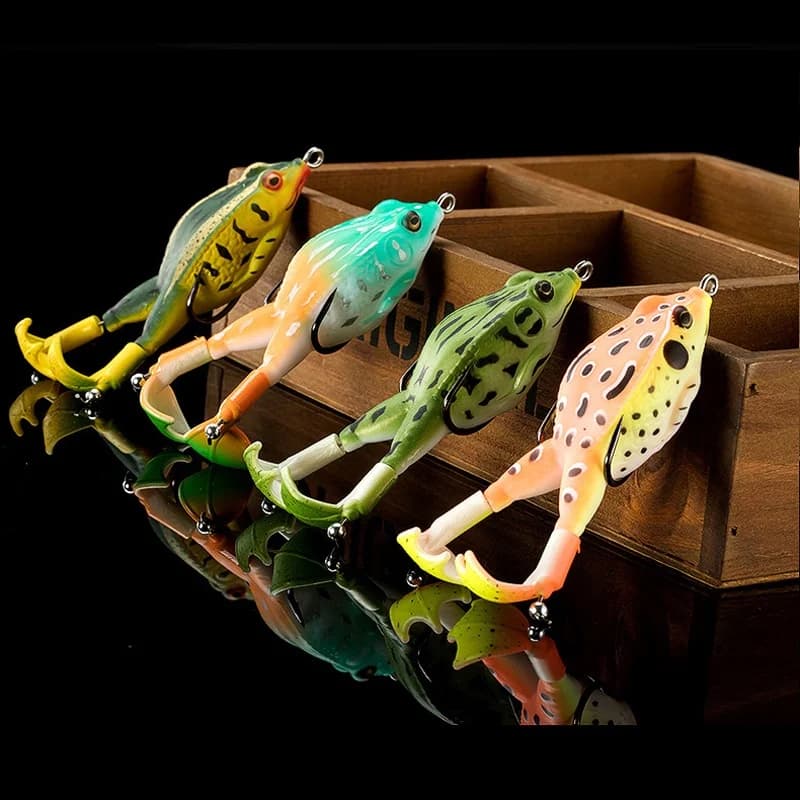 Leurre souple grenouille avec hélices pour la pêche du brochet, black bass et poisson-serpent en eau douce