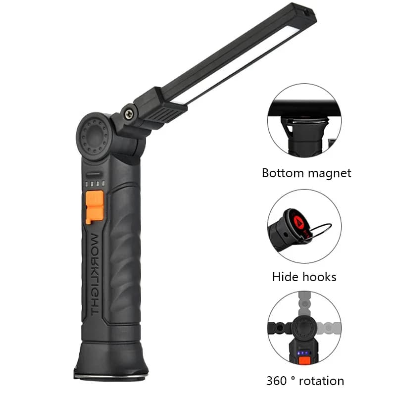 Lampe torche LED COB portable rechargeable USB magnétique pour camping pêche travail