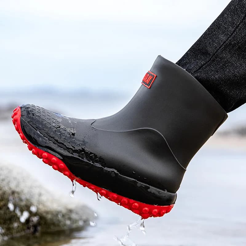 Bottes de pêche écologiques homme doublées polaire antidérapantes imperméables pour pêche hivernale