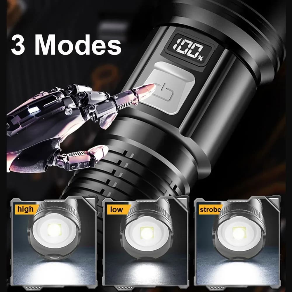 Lampe torche 1600000 LM ultra lumineuse rechargeable USB étanche pour pêche nocturne et camping