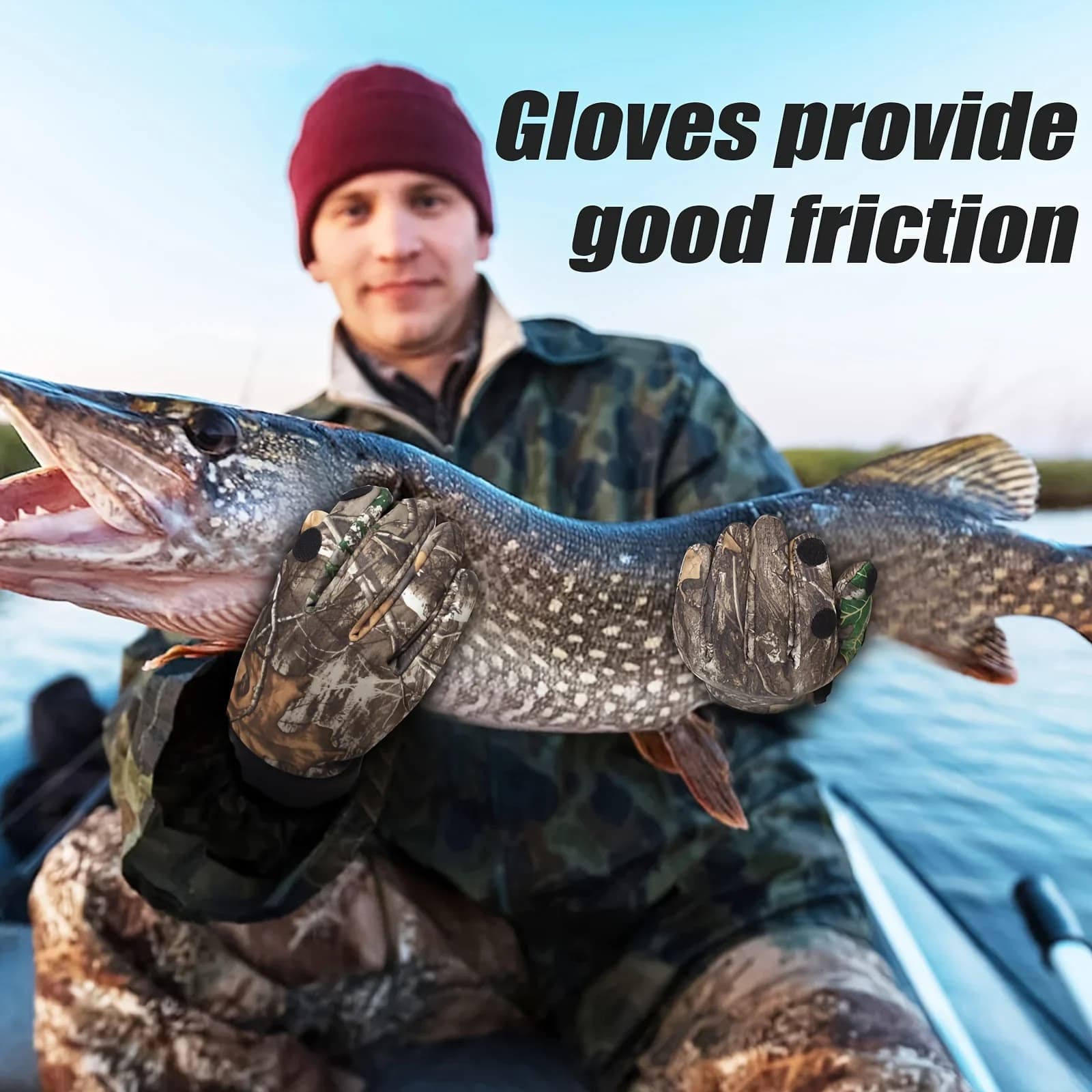 Gants de pêche et chasse touchscreen antidérapants pour automne hiver plein air