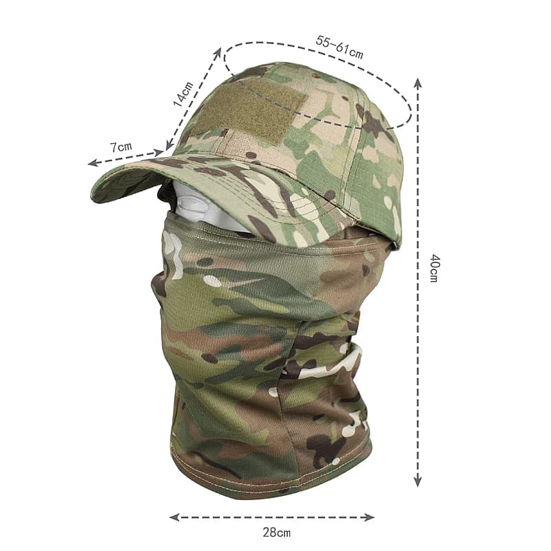 Casquette tactique pêche balaclava intégré - Masque visage été snapback chasse camouflage