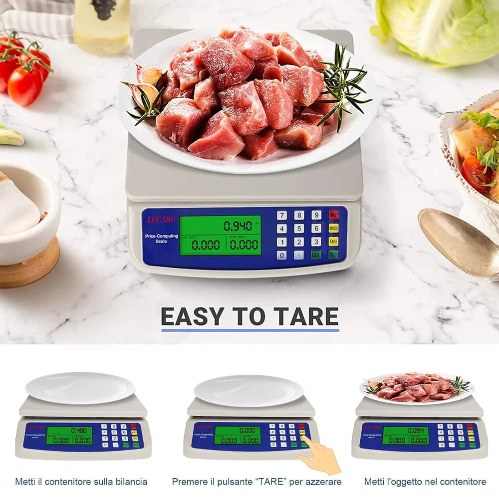 Balance numérique cuisine 30KG précision 1G - Plateforme rechargeable pour aliments et pêche