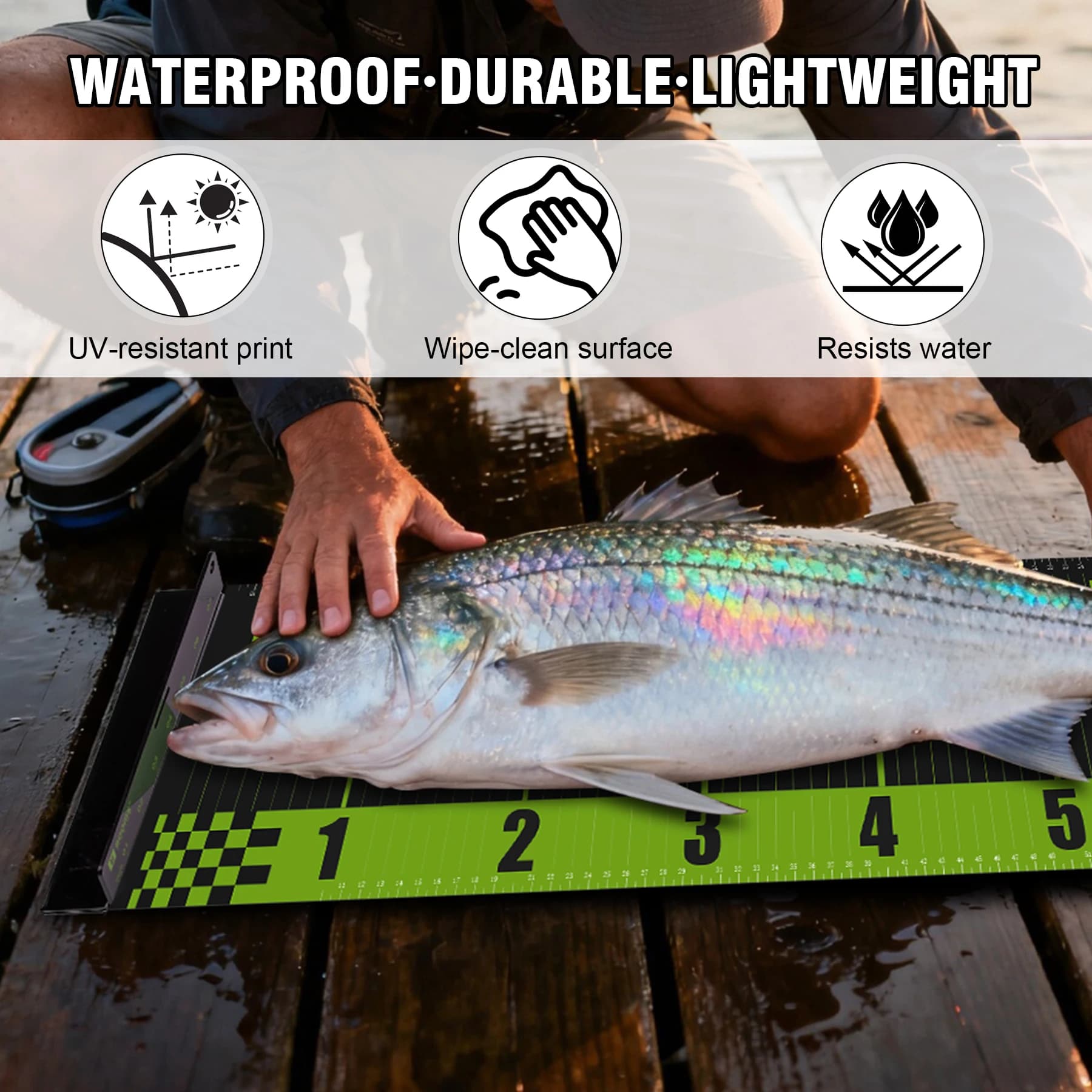 Mètre à poisson pliable PVC RL4 Booms Fishing 150cm étanche ruban mesure longueur 20cm largeur outils pêche