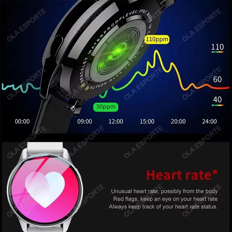 Smartwatch femme avec appels Bluetooth et monitoring tension artérielle - Montre pêche étanche