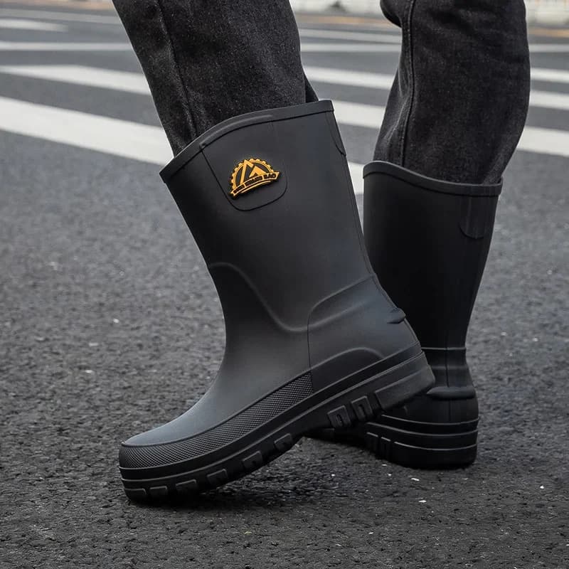 Bottes de pluie pêche cuisine style coréen - Chaussures PVC mi-mollet imperméables antidérapantes mode