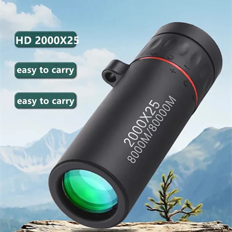 Télescope monocular 2000x25 avec support téléphone - Observation et photos de pêche HD