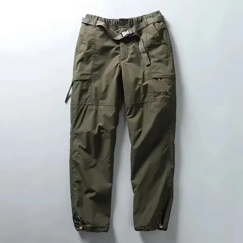 Pantalon cargo pêche hiver épais imperméable polaire multi-poches ample droit homme femme