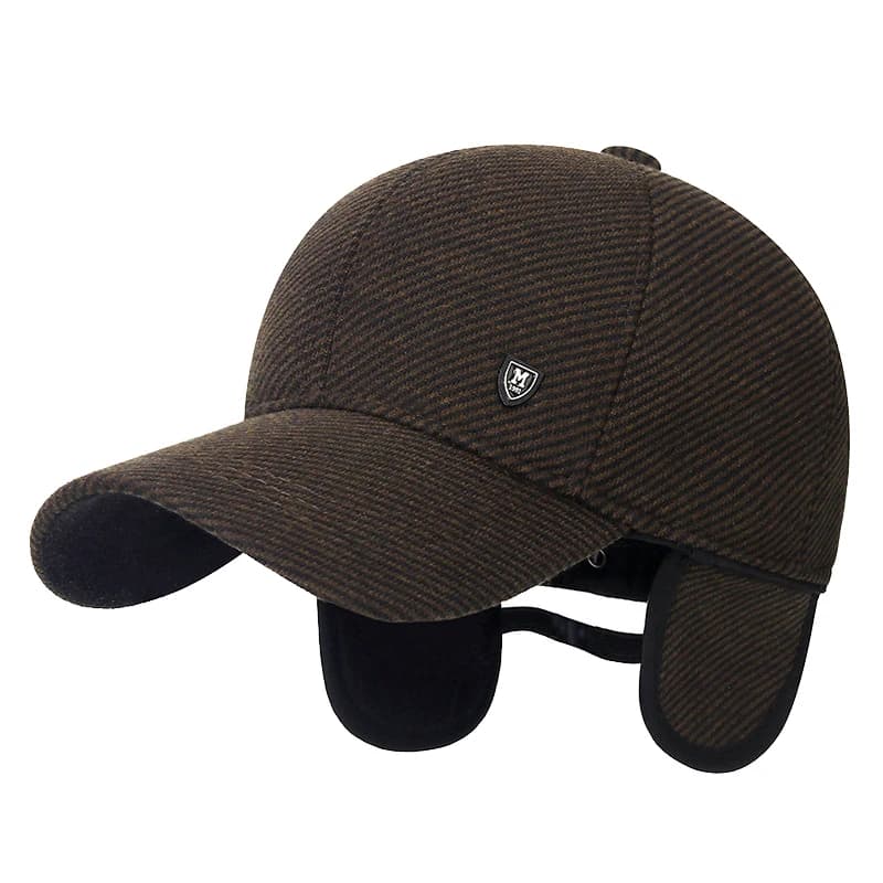 Casquette hiver pêche avec rabats oreilles - Homme ajustable marche course extérieur