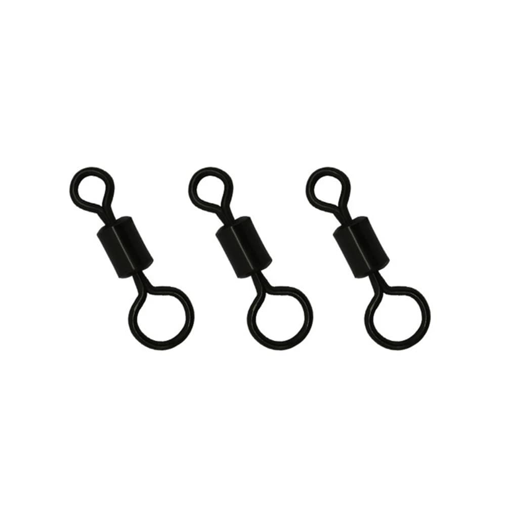 50 émerillons noirs pour pêche à la carpe - Émerillons roulants solides à œil large pour leurres et connecteurs