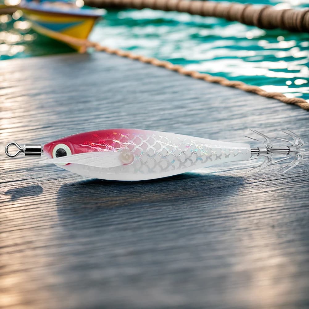 Leurre calamar 3D yeux lumineux - Appât seiche pêche nocturne - Hameçon céphalopodes attractif
