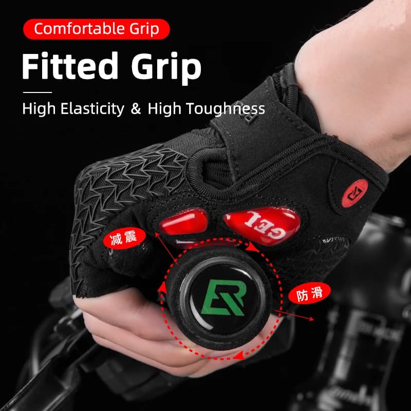 Gants vélo doigts coupés ROCKBROS avec amortisseurs SBR - Gants pêche été anti-dérapants respirants MTB