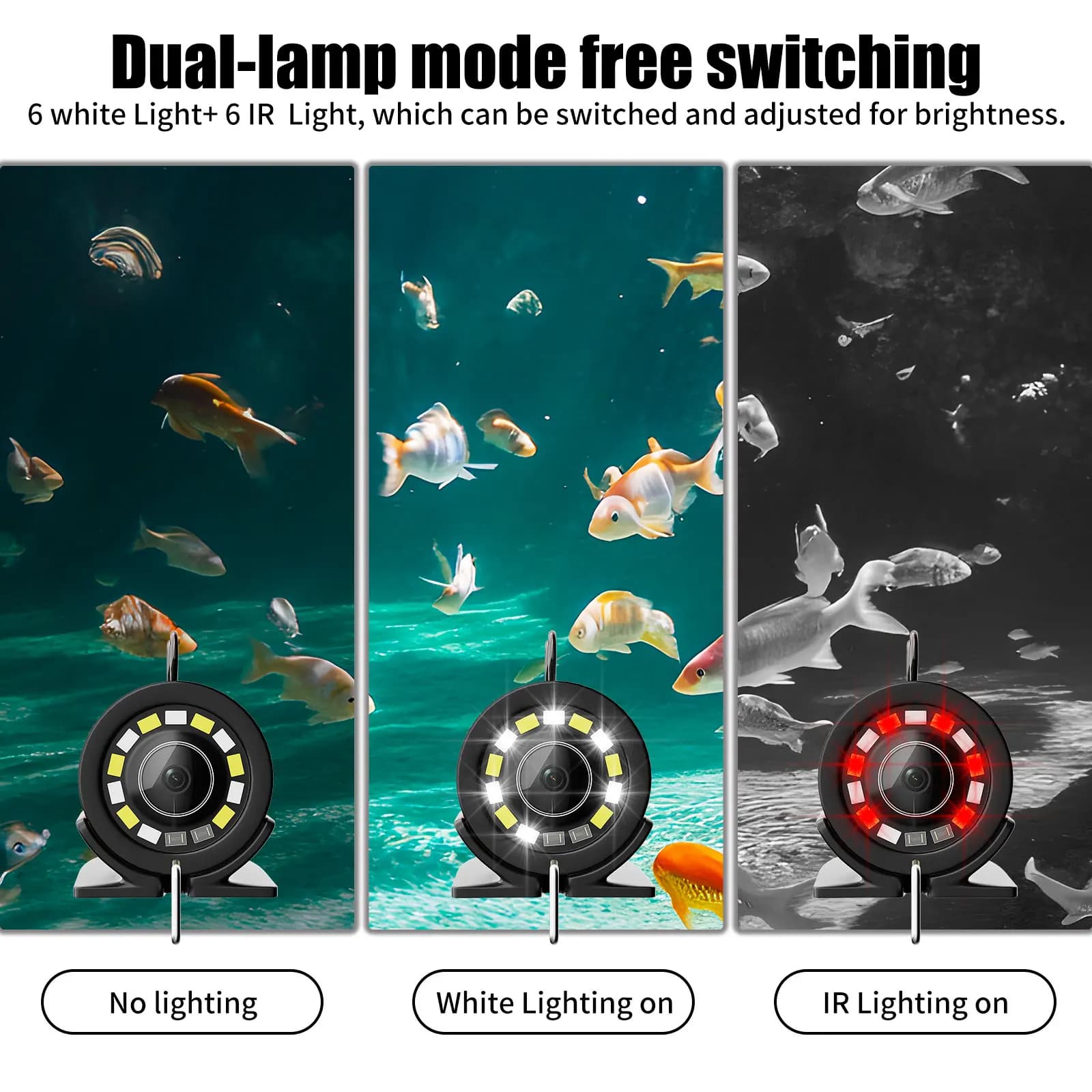 Caméra de pêche sous-marine 7 pouces avec éclairage LED et infrarouge - Pour glace, mer et rivière