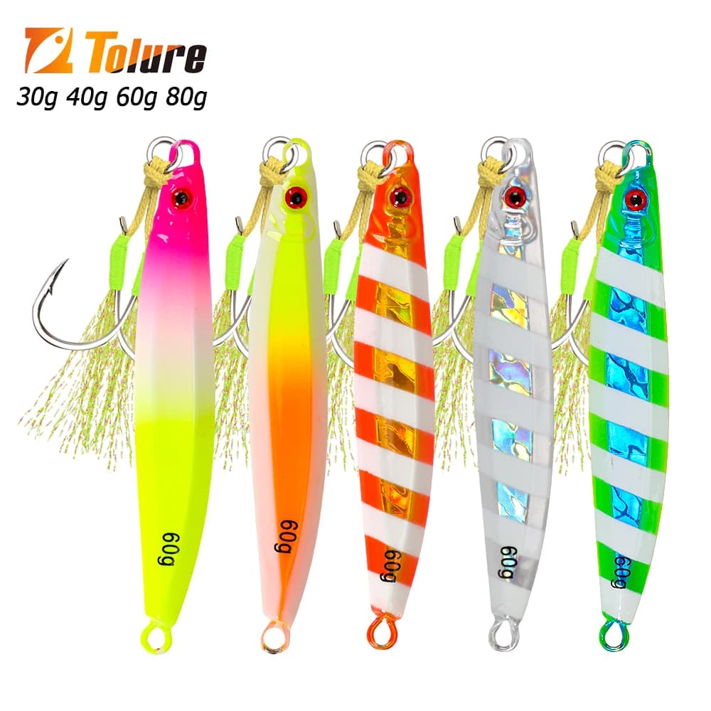Leurre de pêche jigging lumineux TOLU 30g 40g 60g 80g coulé rapide pour la pêche en