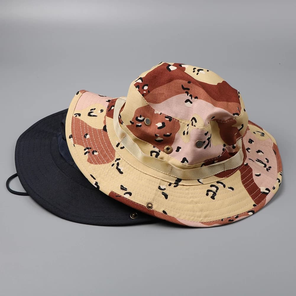 Chapeau bucket tactique camouflage - Casquette de sniper pour camping, escalade, pêche et randonnée