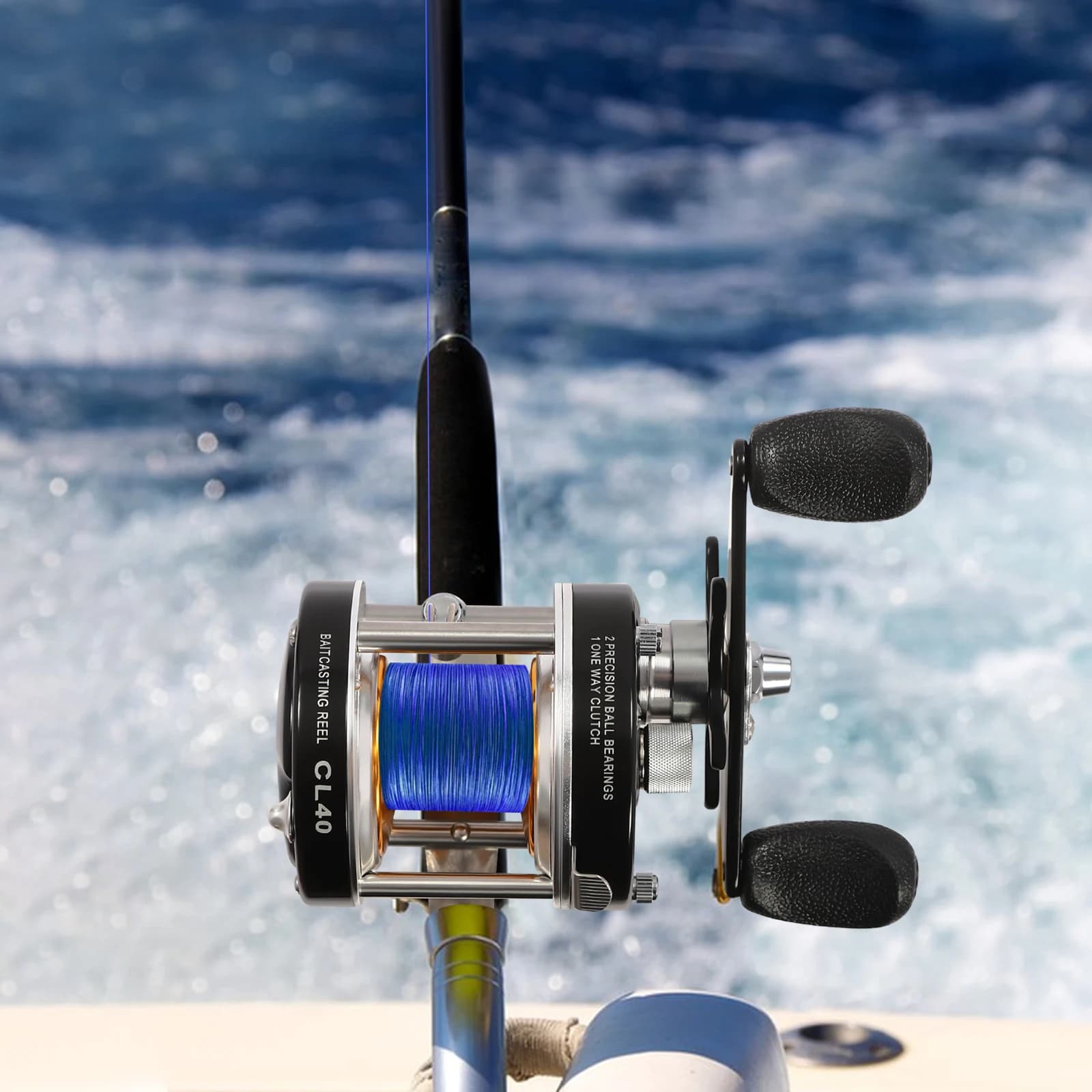 Moulinet Baitcasting Conventionnel Ronde pour Silure #40 Main Gauche/Droite Pêche au Vif