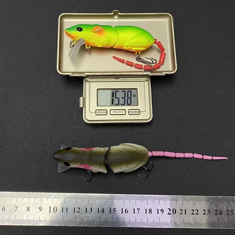 Leurre souple souris flottant 80mm 15g bionic rat 2 sections articulé pêche brochet perche leurre de surface
