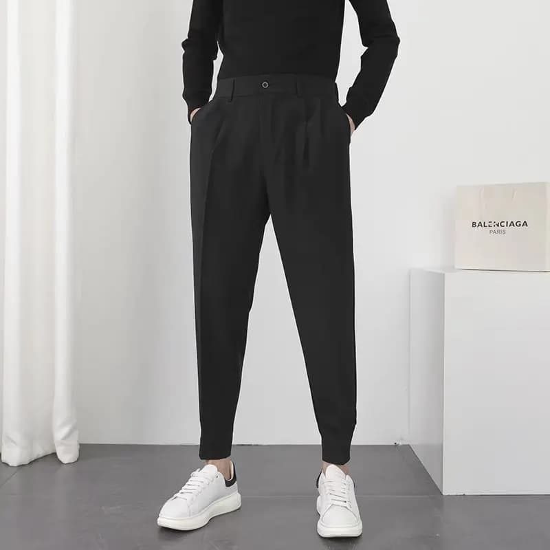 Pantalon casual homme taille élastique style coréen slim pêche élégante streetwear