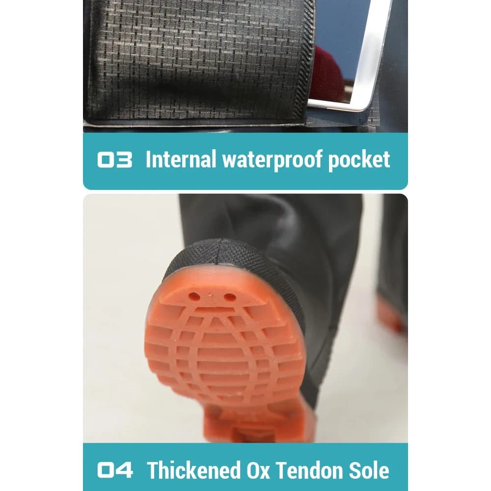 Waders de pêche PVC anti-dérapants imperméables avec bottes pour hommes et femmes pêche chasse