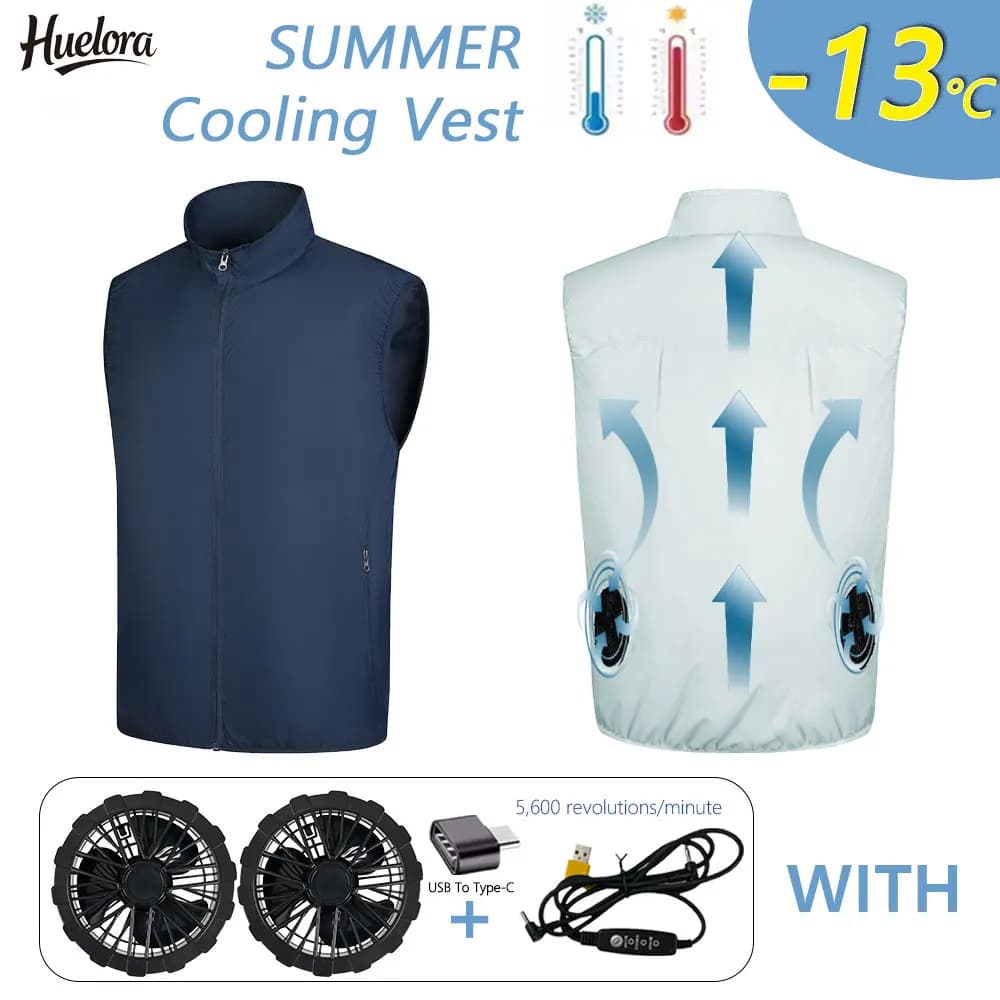Gilet rafraîchissant été ventilateur USB pêche travail haute température veste climatisation sans manches