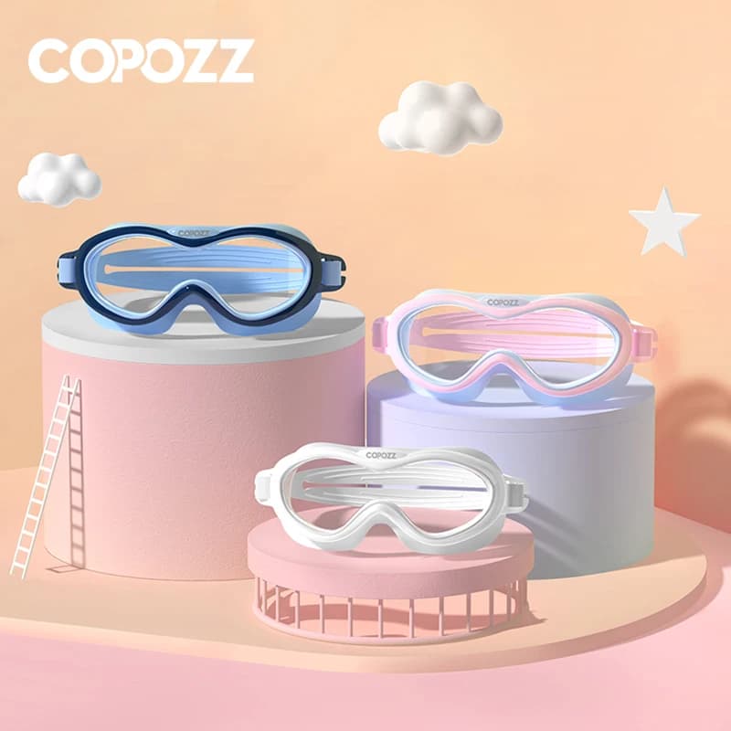 Lunettes de natation enfant et ado grand cadre anti-buée étanches unisexe piscine