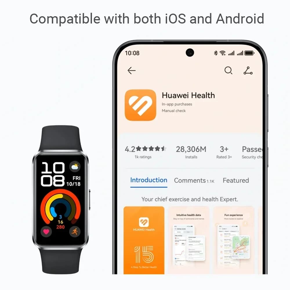 Bracelet Huawei Band 10 original 2025 - Compatible iOS/Android et autonomie 14 jours