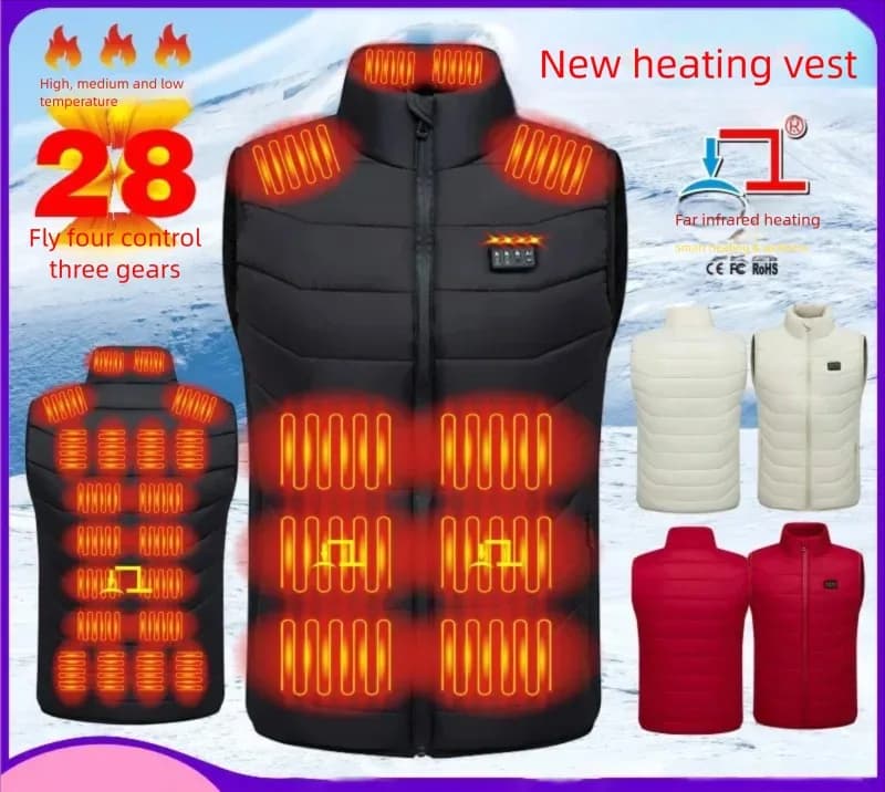 Gilet chauffant USB homme et femme pour la pêche hivernale, veste sans manches intelligente