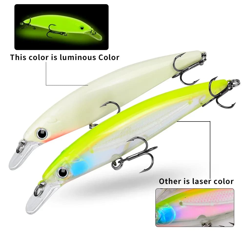 Leurre minnow lumineux 7g 14g 40g - appât bionique flottant longue portée pour pêche