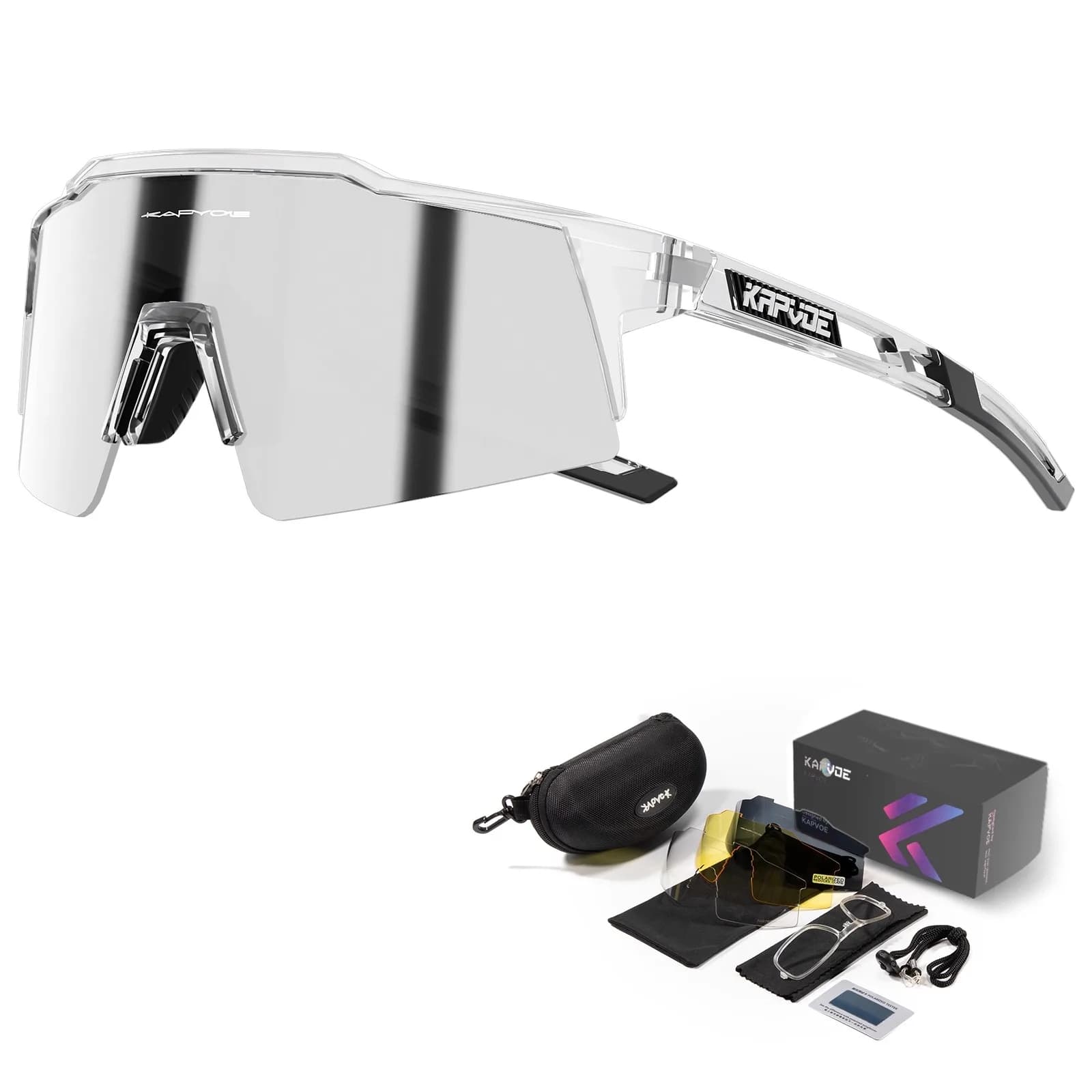Lunettes de vélo polarisées KAPVOE pour homme et femme - VTT, route, pêche et sports outdoor