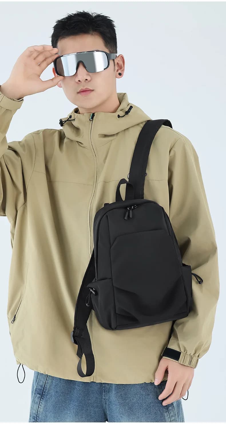 Sac à dos homme noir mini HOMEFISH 2026 imperméable toile école voyage sacoche épaule design