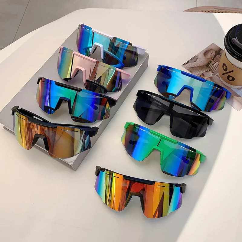 Lunettes monobloc sport pêche extérieur - Protection UV miroir oversize vélo cyclisme