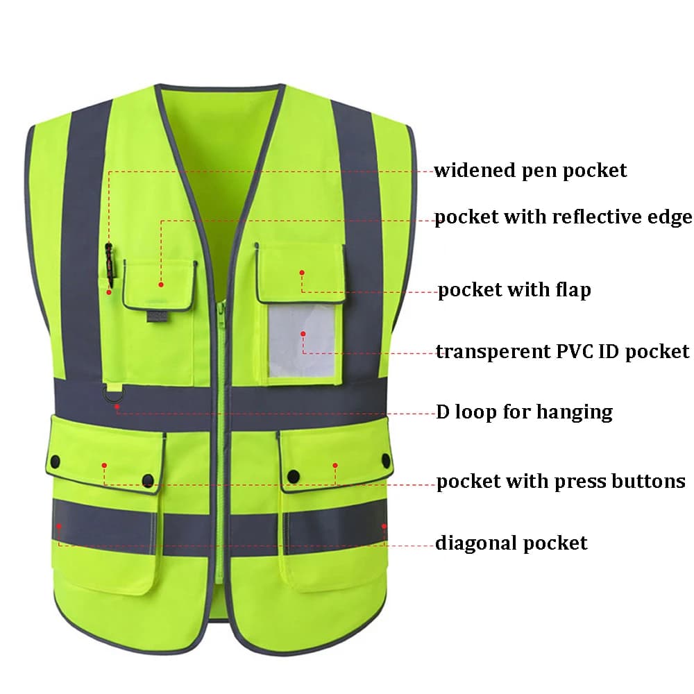 Veste de travail haute qualité orange 5XL multi-poches pour homme construction pêche sécurité
