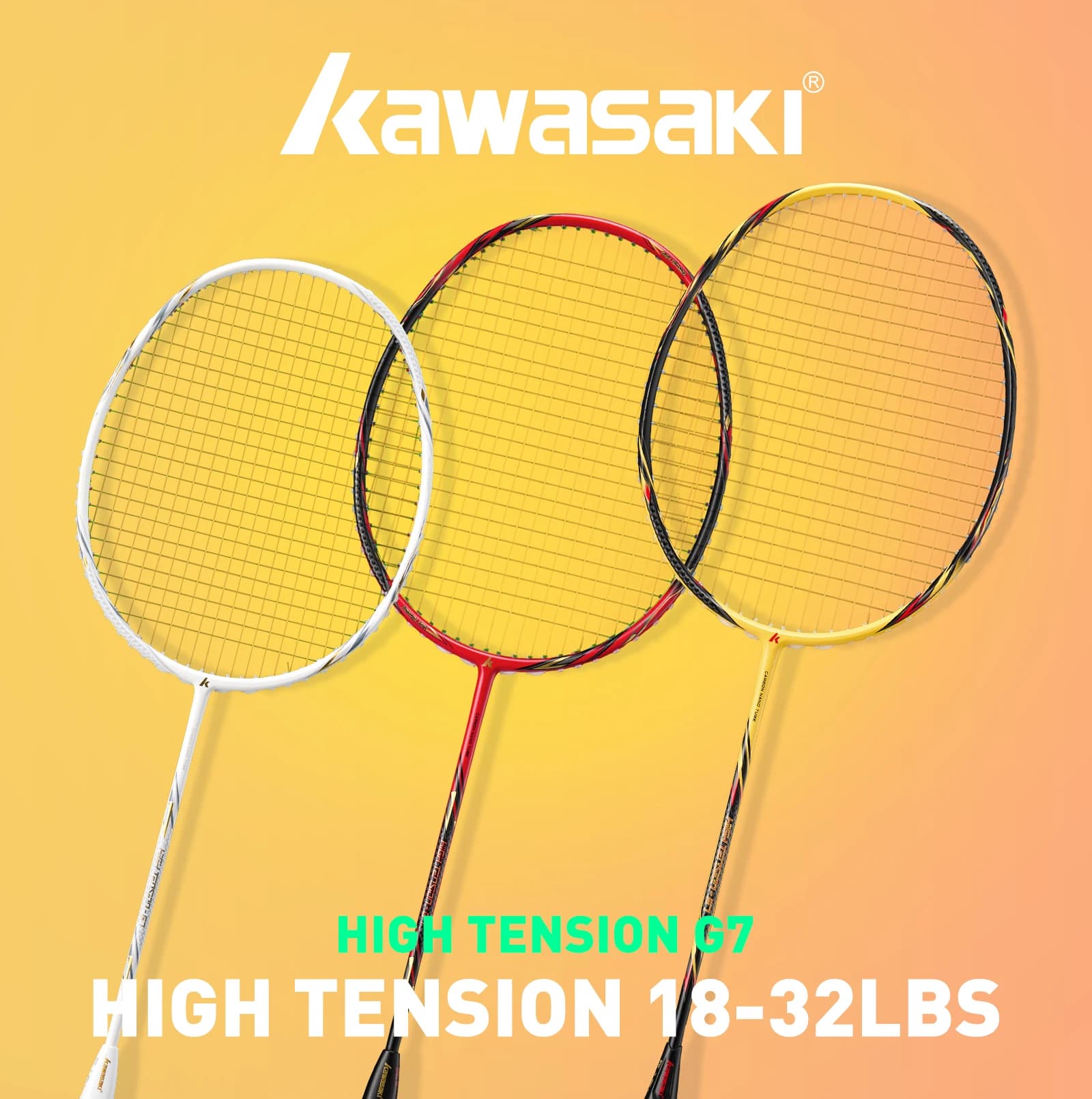Raquette Kawasaki carbone haute tension G7 5U 78g tête lourde attaque + grips + housse