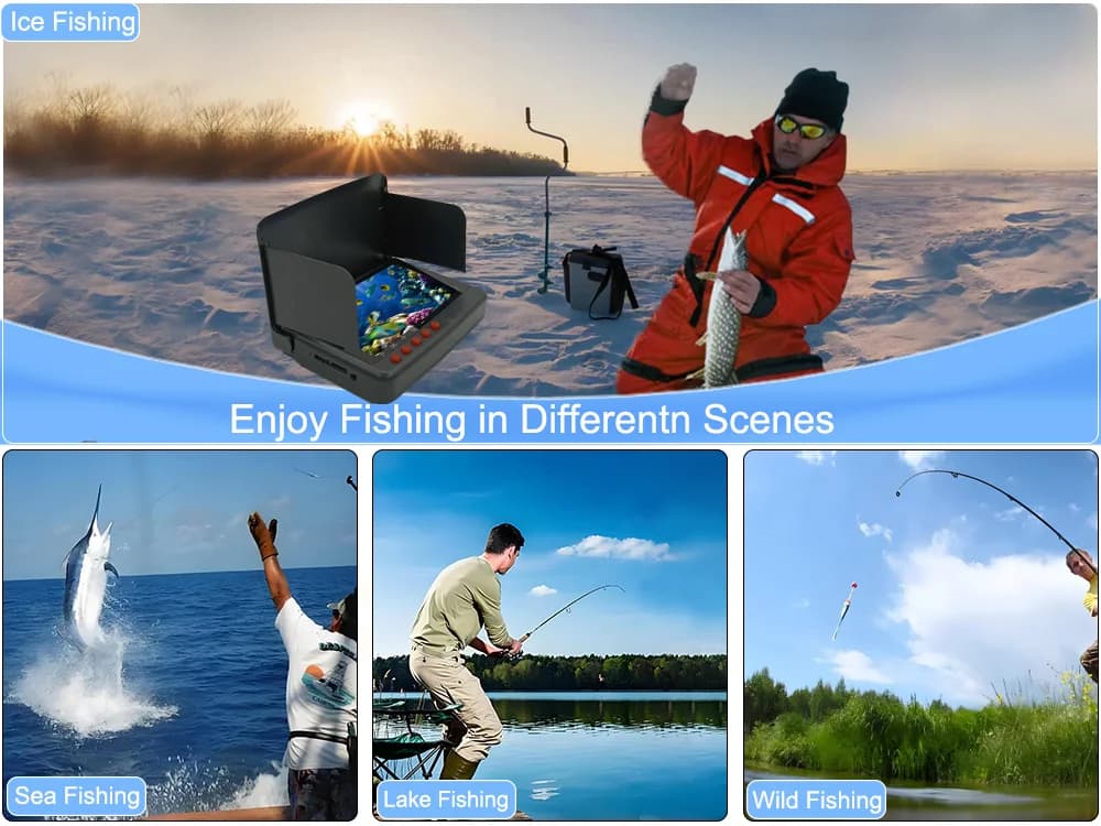 Caméra de pêche sous-marine YS5A 5 pouces 4K - Pour pêche sur glace avec éclairage infrarouge 20m