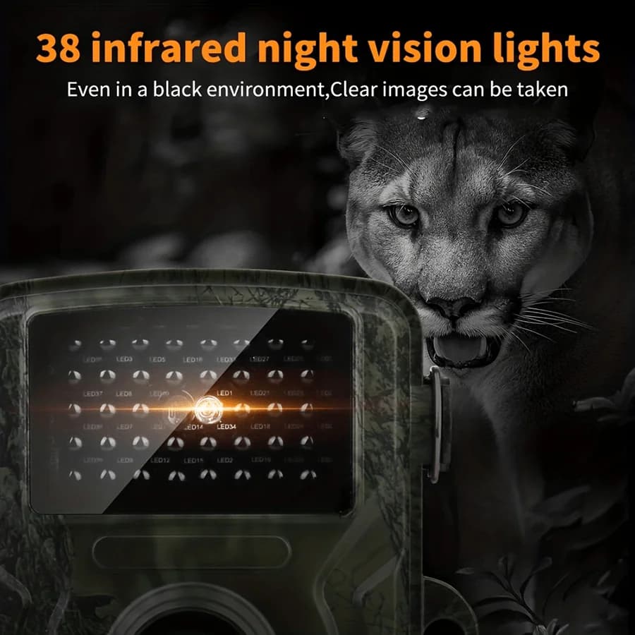 Caméra de chasse infrarouge vision nocturne extérieure - Piège photo détection mouvement pour surveillance faune