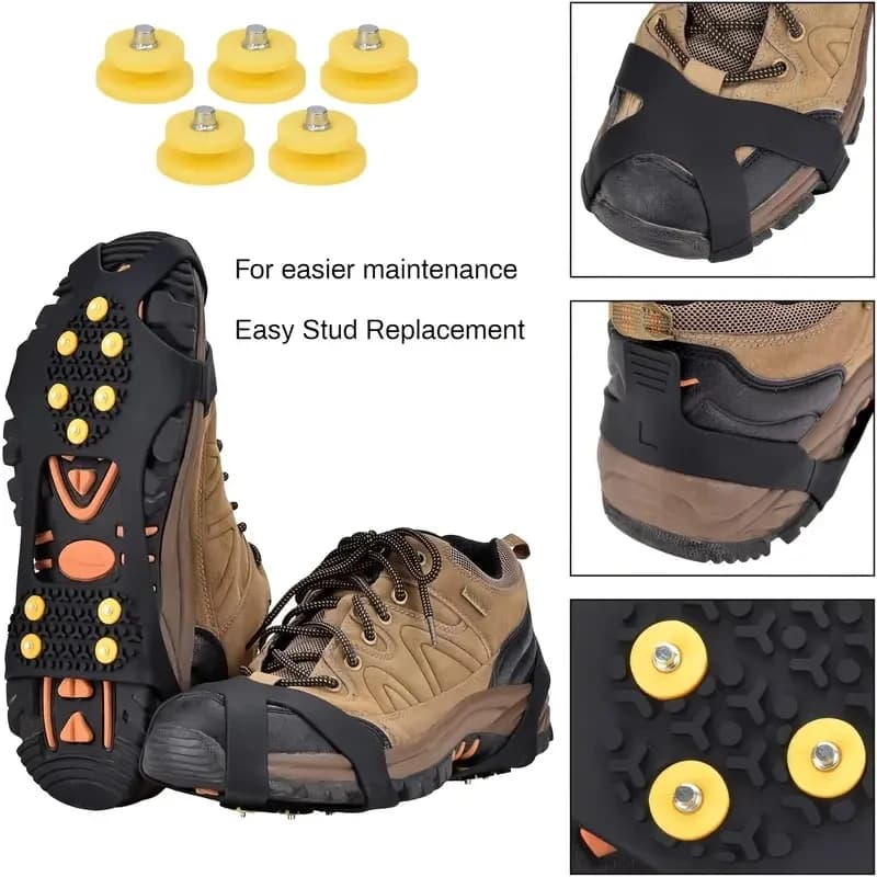 Crampons antidérapants 10 pointes acier pour neige glace randonnée marche traction sécurité