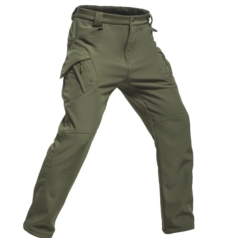 Pantalon cargo hiver doublé polaire imperméable pêche travail outdoor chaud homme
