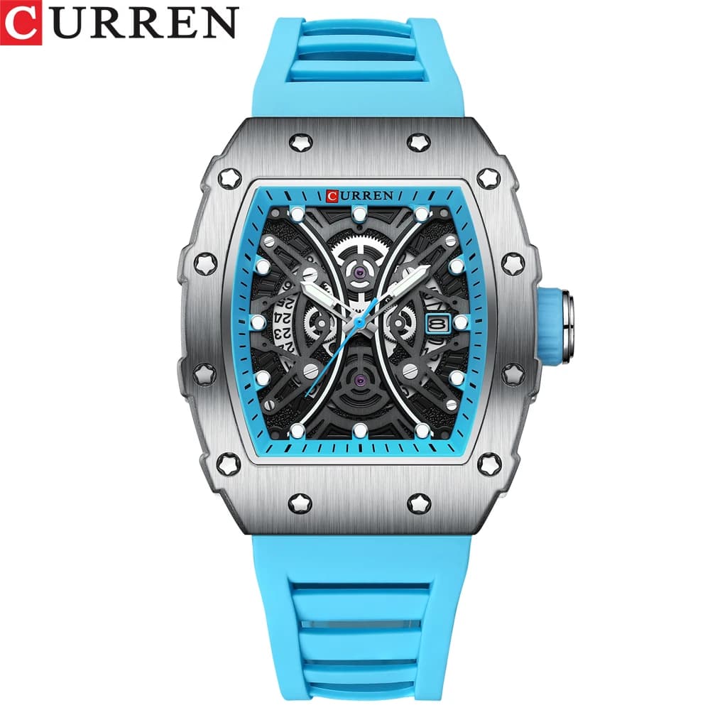 Montre homme CURREN 3D top marque quartz acier inox étanche créative bracelet silicone horloge