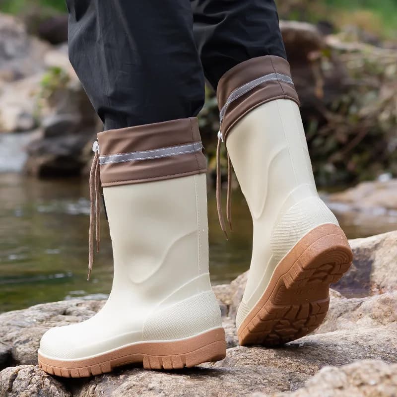 Bottes de pluie mi-mollet homme légères imperméables antidérapantes PVC pour pêche confortables toutes saisons