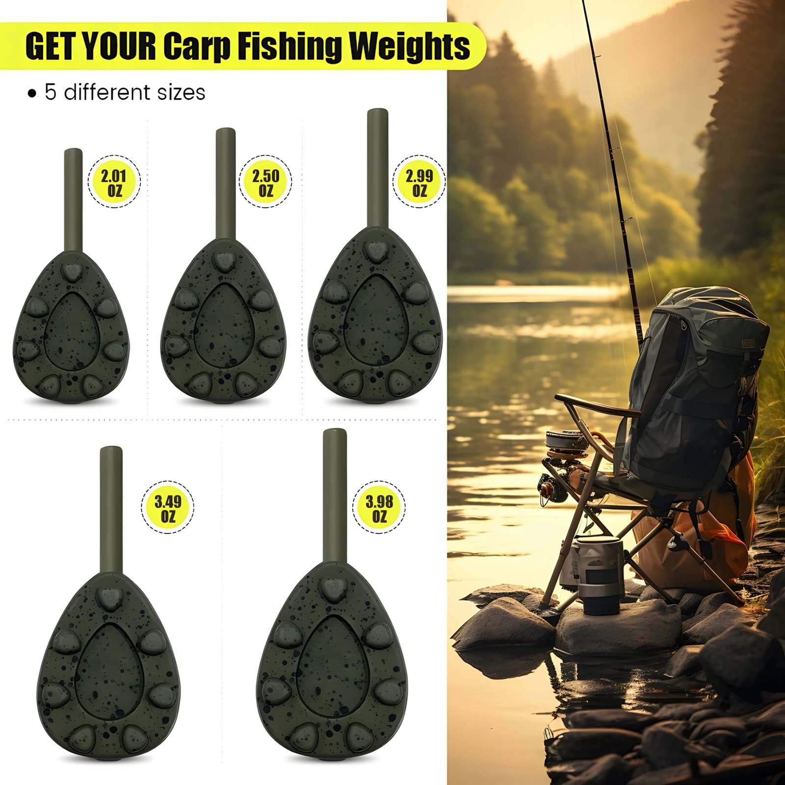 Plombs pêche carpe 1 à 5 pièces 2oz à 4oz style inline - plombs ledger casting pour feeder