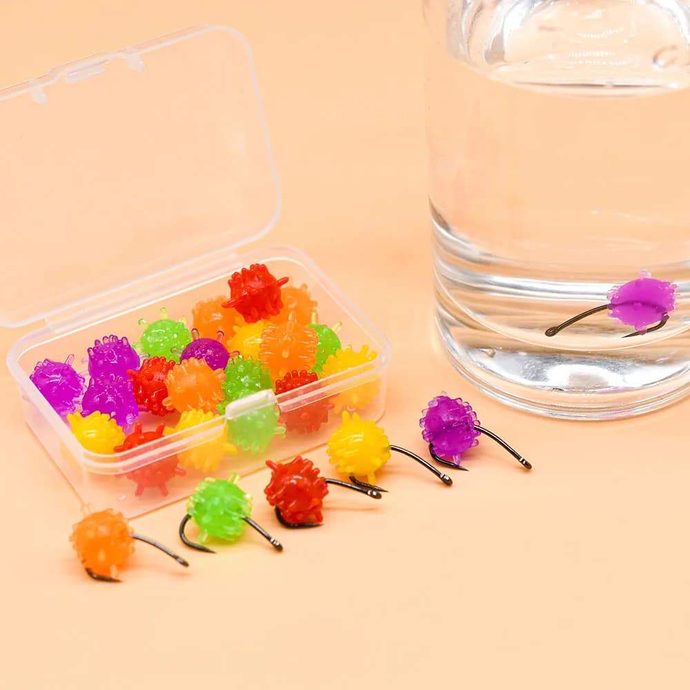 Perles flottantes TPE 25 pièces - Goût maïs pour truite et perche - Appâts souples 10mm