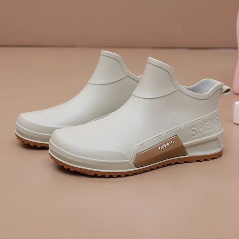 Bottes de pluie cheville imperméables doublées polaire pour hommes - Anti-dérapant jardin pêche cuisine
