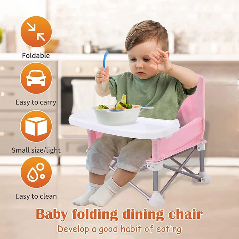 Chaise bébé pêche pliante avec plateau - Siège enfant sécurisé pour pêche en famille plage