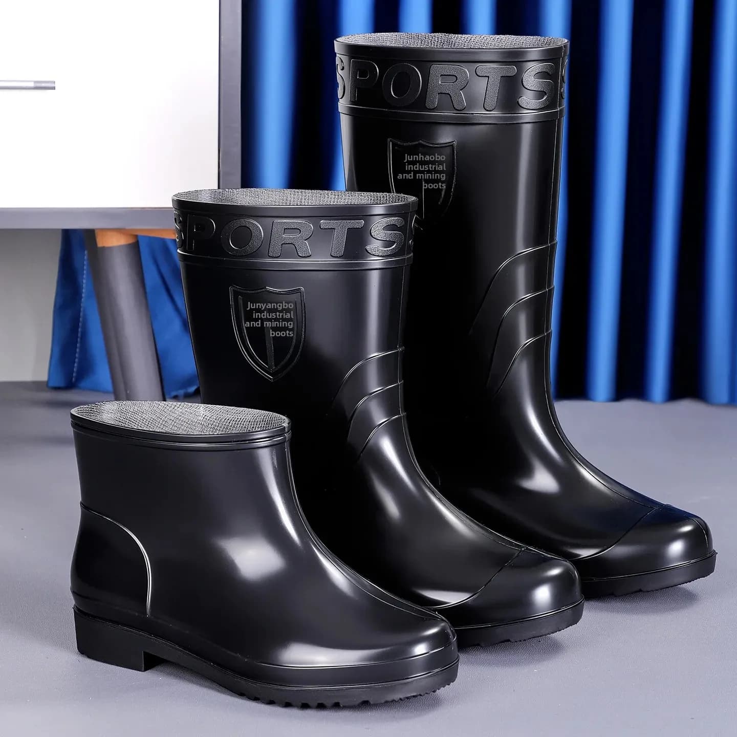 Bottes de pluie hautes renforcées pour homme - Chaussures PVC anti-dérapantes pour chantier durable
