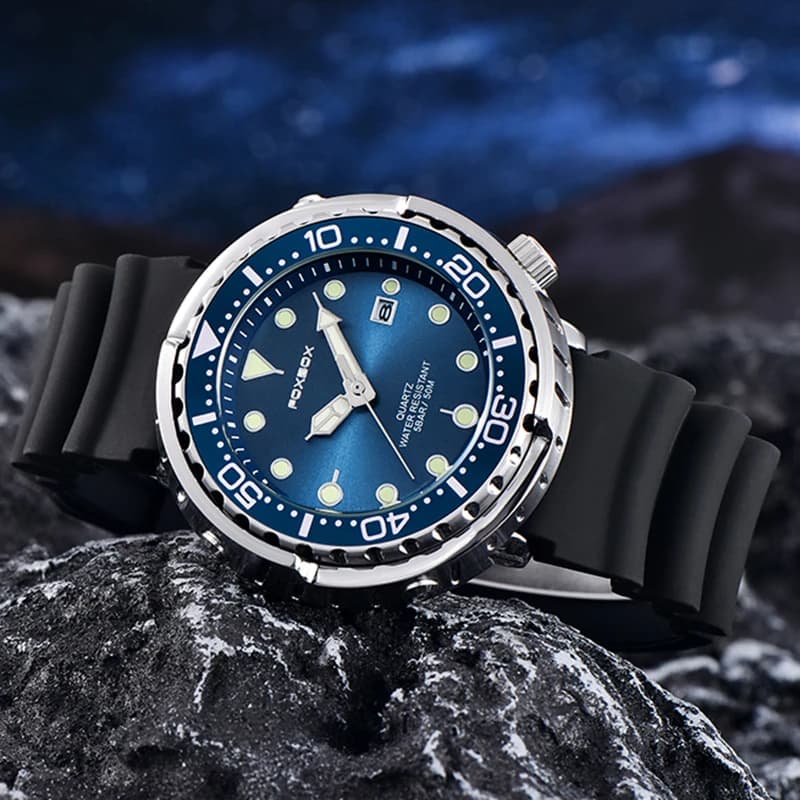 Montre Plongeur Homme FOXBOX 50ATM Étanche Luxe Quartz Sport Date Élégante Marque Mode