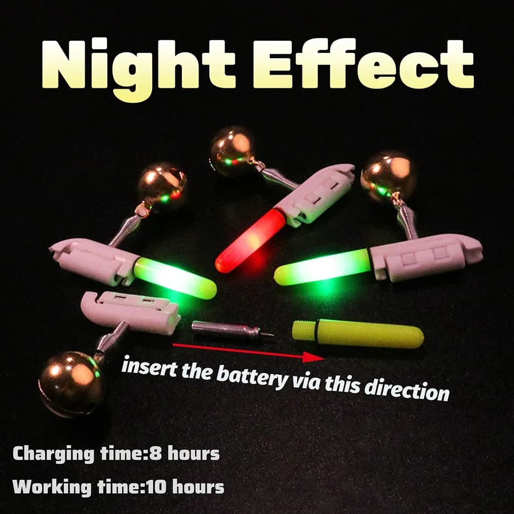 Kit complet alarme lumineuse Fish Bite avec chargeur USB batterie CR425 pour pêche nocturne