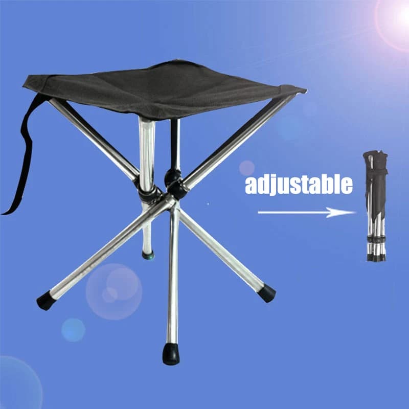 Tabouret de pêche télescopique pliant en acier inoxydable avec sac de rangement