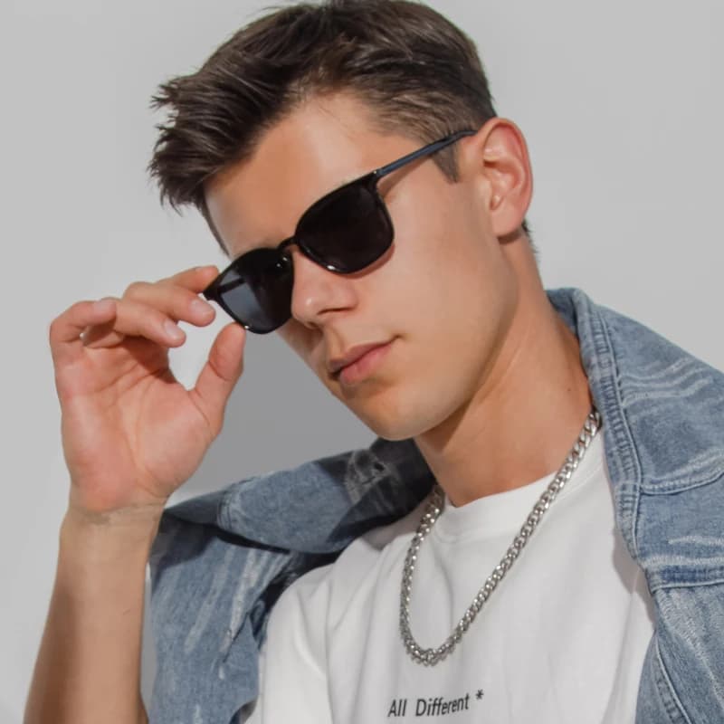 Lunettes de soleil petites carrées colorées Y2K - Style rétro hip hop UV400 unisexe pêche