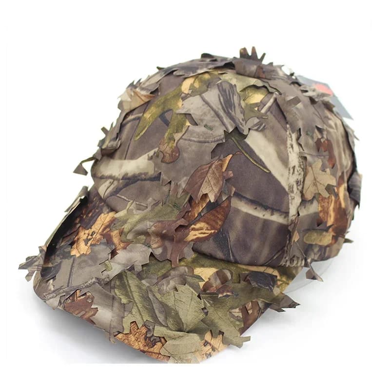 Chapeau camouflage 3D bionique pêche - Discrétion optimale pour observation oiseaux et pêche